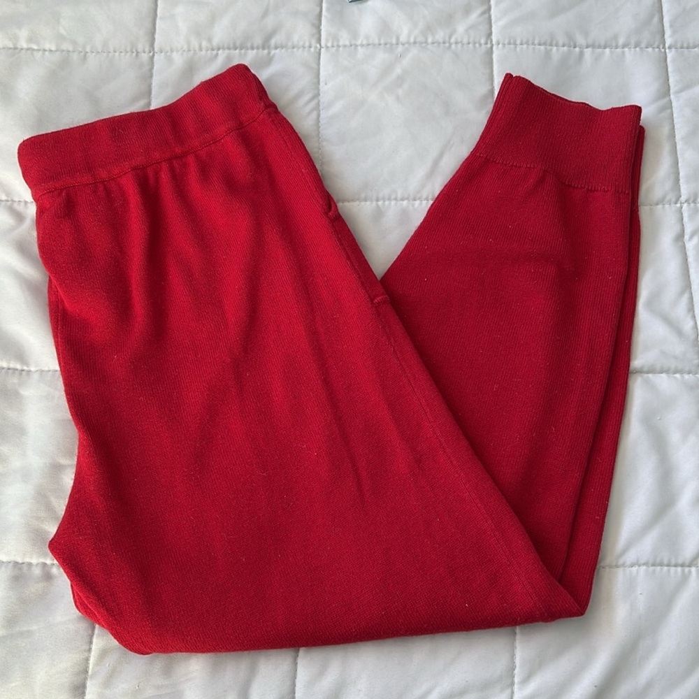J Crew Cotton Cashmere Red Jogger Sweatpants